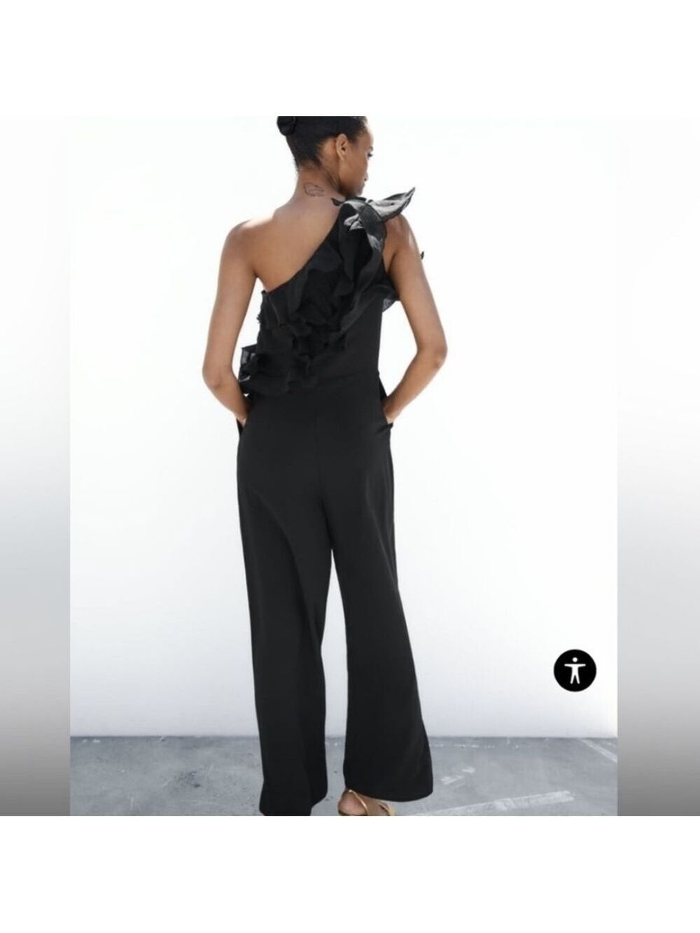 Zara One Shoulder Ruffled Jumpsuit, Size S - Picture 2 of 9
